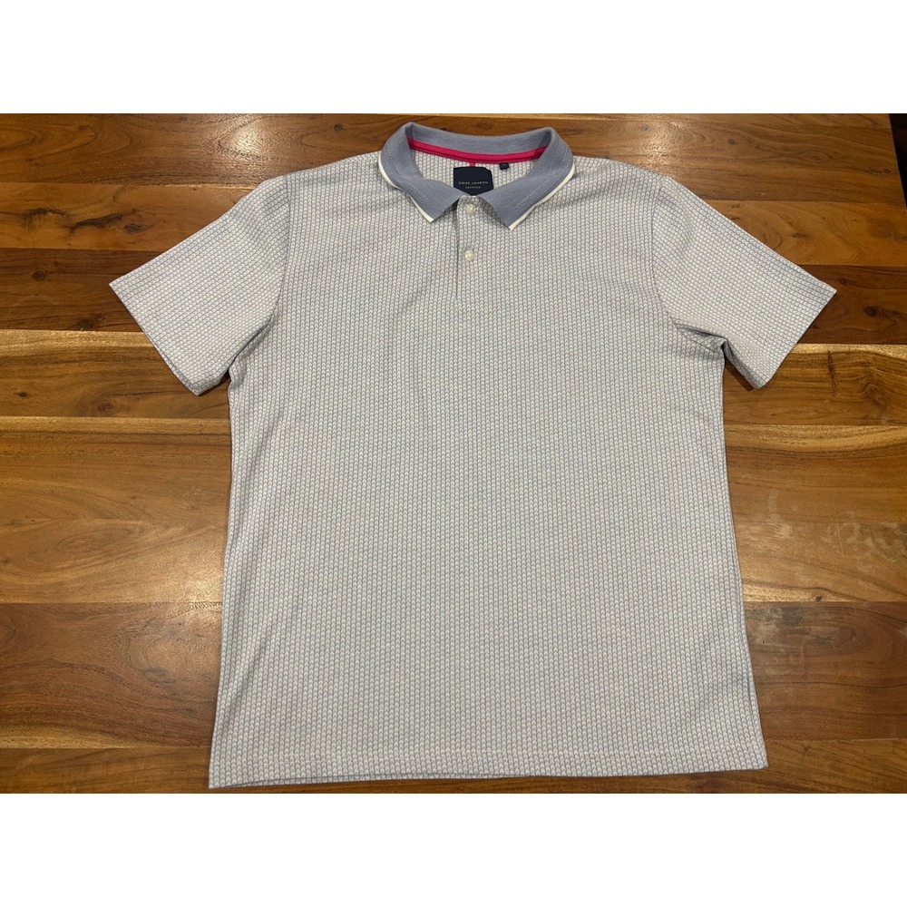 Guide London Premium Mens XL Polo Shirt Blue White Geometric Knit Short Sleeve